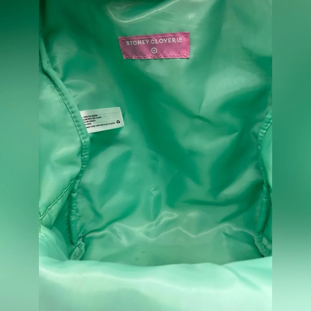Stoney Clover Lane Terry Cloth Embossed Backpack Light Green Mint